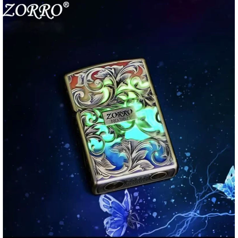 ZORRO佐罗高颜值一体机防风煤油打火机新款夜光七彩唐草炫酷送礼