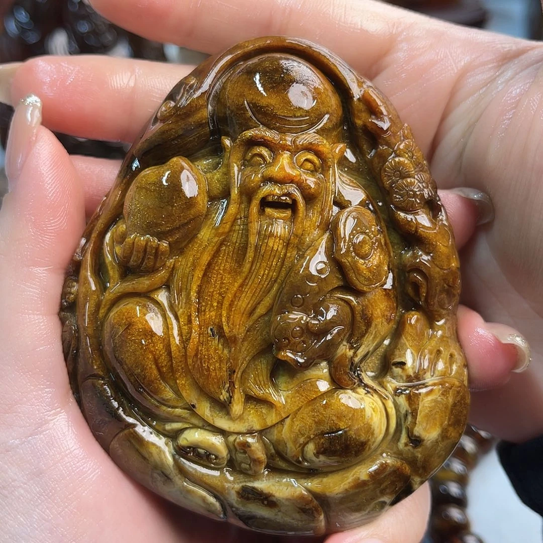 琥珀手链未镶嵌缅甸琥珀根珀雕刻寿星