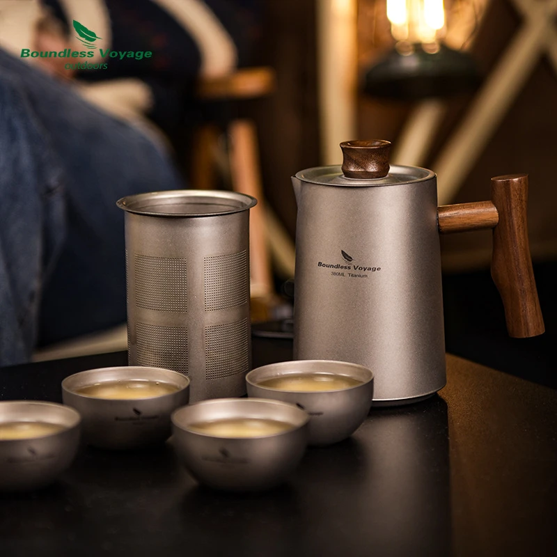 必唯纯钛户外茶具套装旅行便携带滤网露营泡茶壶功夫茶快客杯