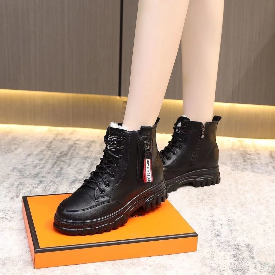 断码马丁靴女冬季加绒保暖厚底妈妈鞋子H05