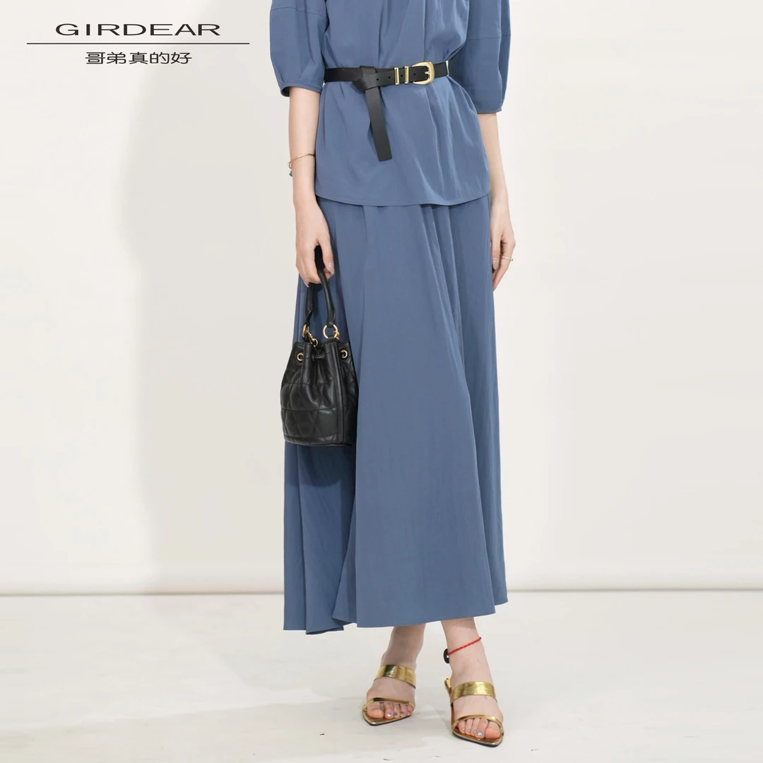 GIRDEAR/哥弟真的好气质百搭新款中长裙四季优雅短袖半身裙820001