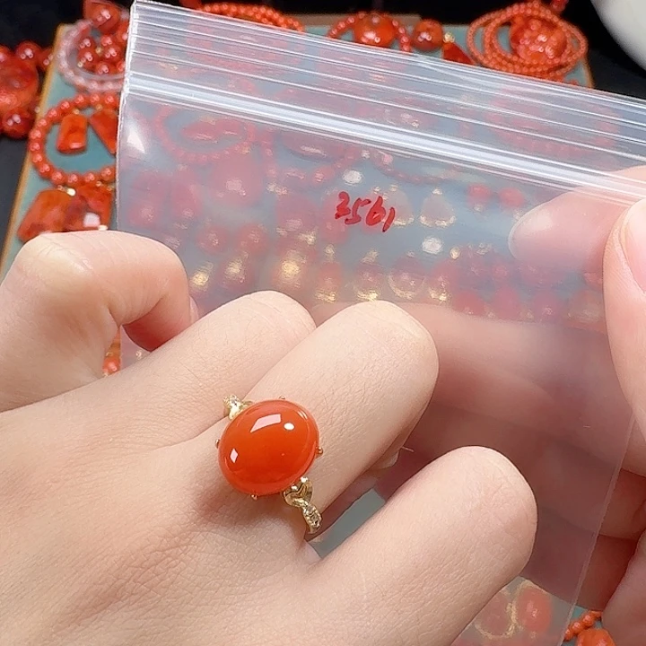 南红玛瑙银S925镶嵌戒指