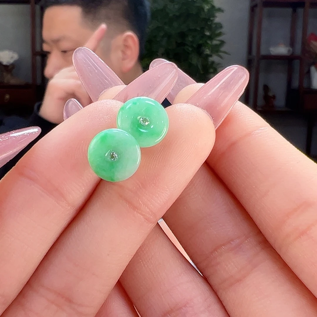 翡翠耳饰18K金镶嵌耳环26