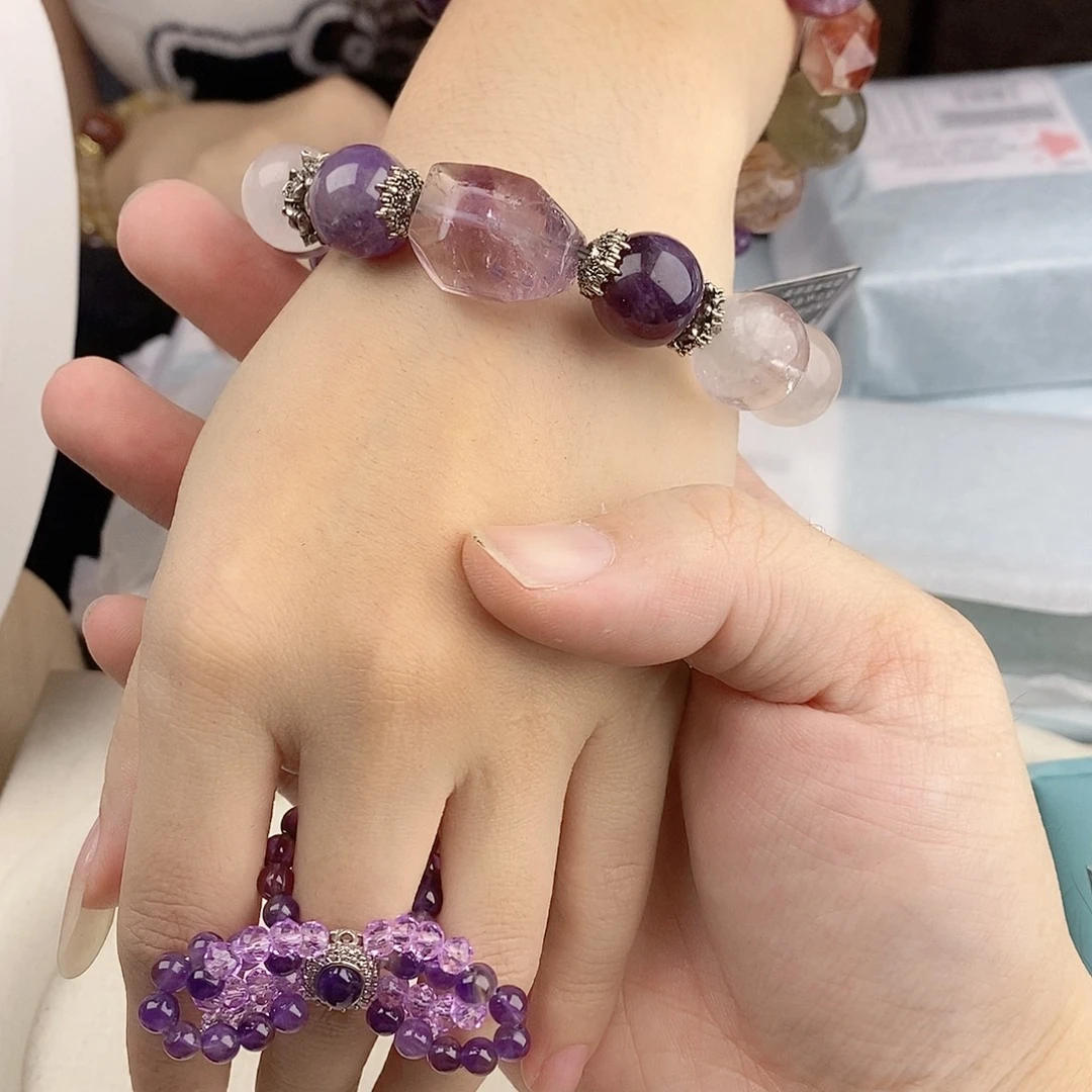 水晶银S925镀金镶嵌手链