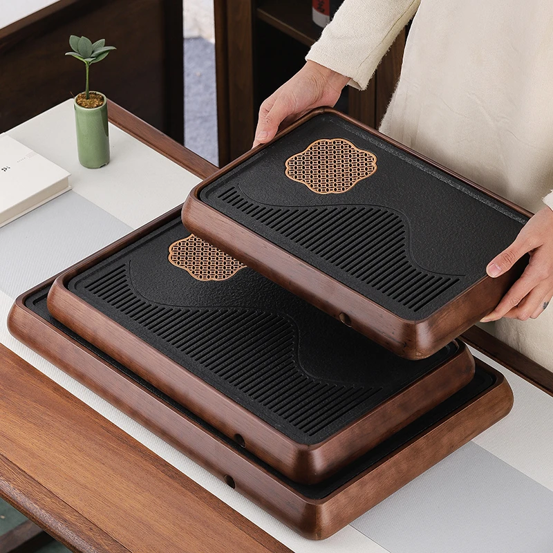 茶盘托盘家用2025新款仿乌金石沥水茶台茶具小型茶托办公室干泡台