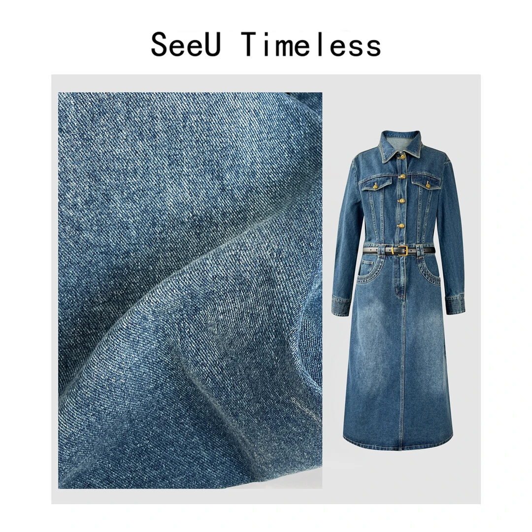 【加州日记】 25早春新款轻奢设计修身牛仔连衣裙