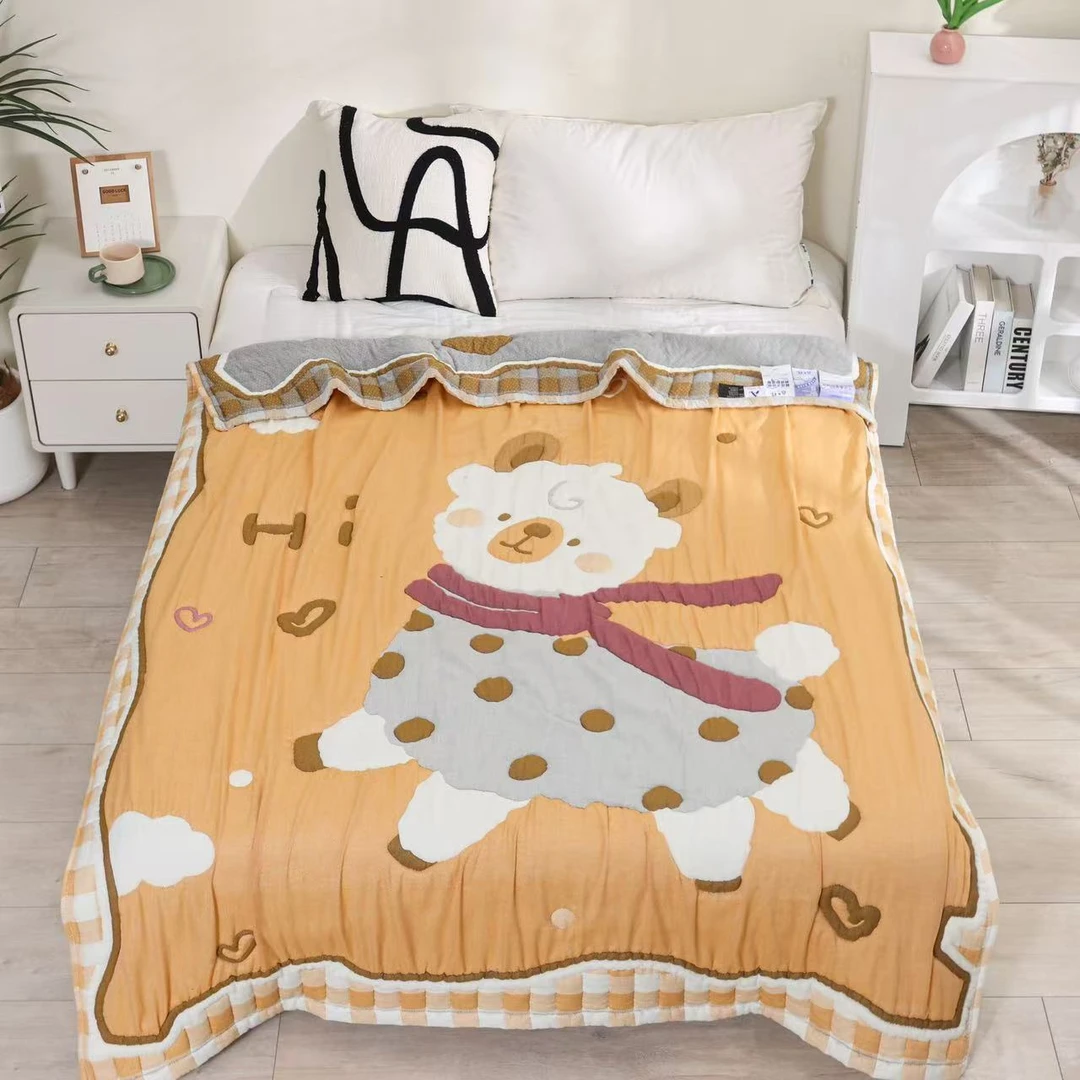 【斑点咩咩】 150cm x 200cm 加厚多功能轻奢超柔轻奢纱布泡芙被