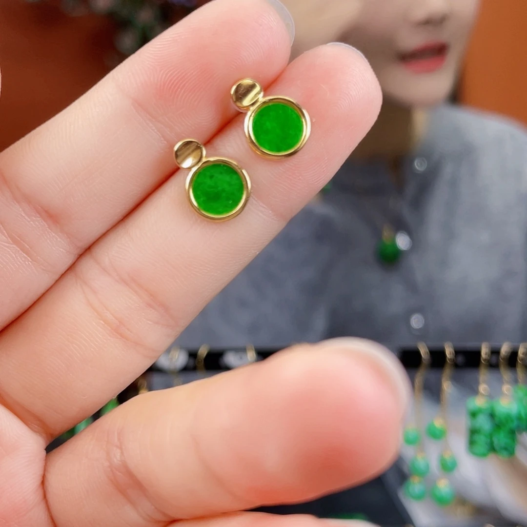 翡翠银S925镶嵌耳饰