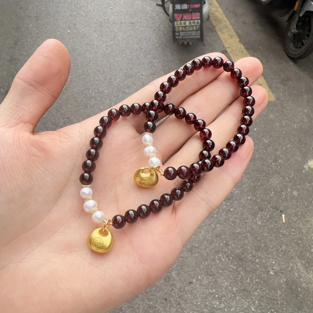 天然石榴石单圈手串约6mm左右多样性拍一发一j