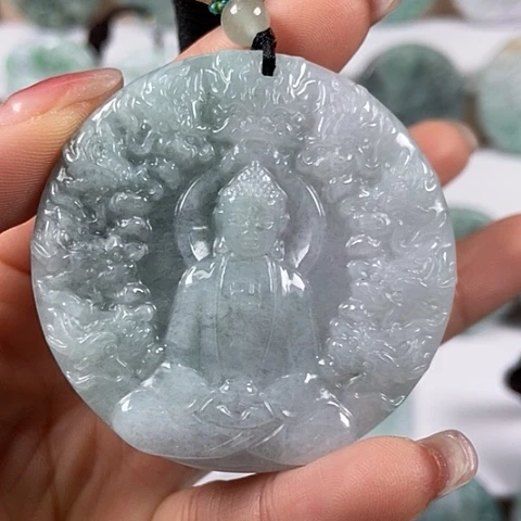 翡翠颈饰未镶嵌九龙大日如来福利两面工福利