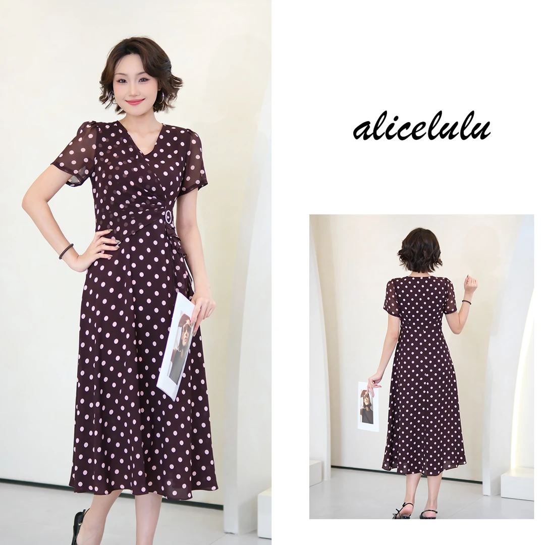 [alicelulu] 设计感时尚气质波点连衣裙收腰显瘦高级S2142858E