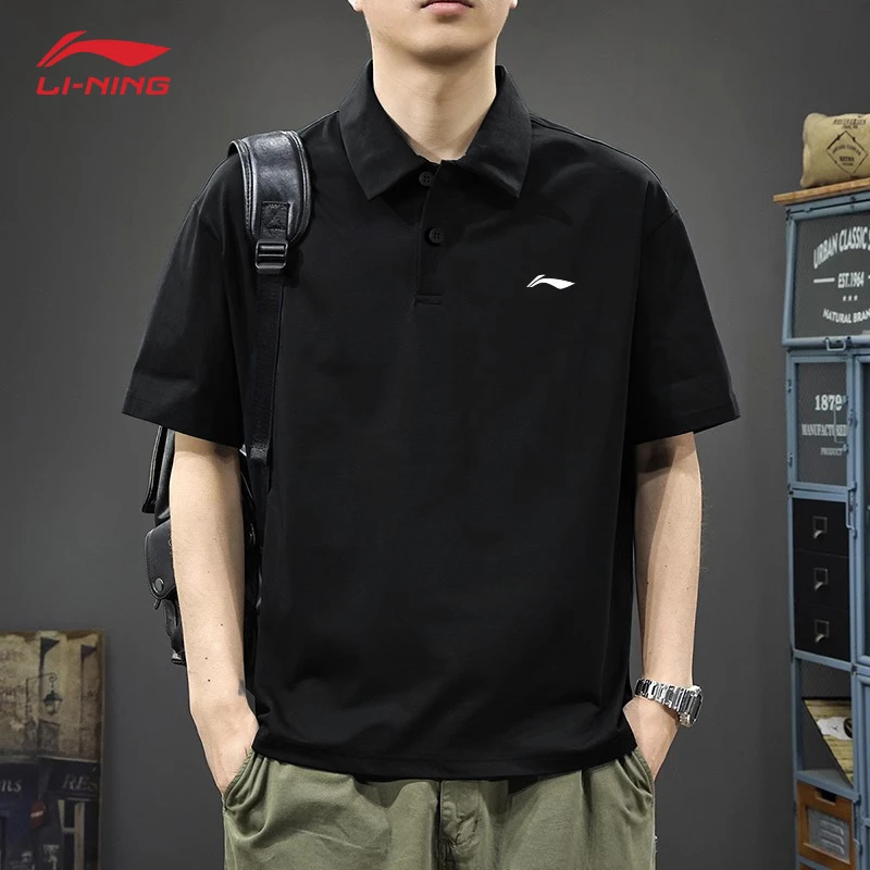 李宁速干polo衫男士夏季休闲简约纯色透气轻薄百搭翻领运动短袖男