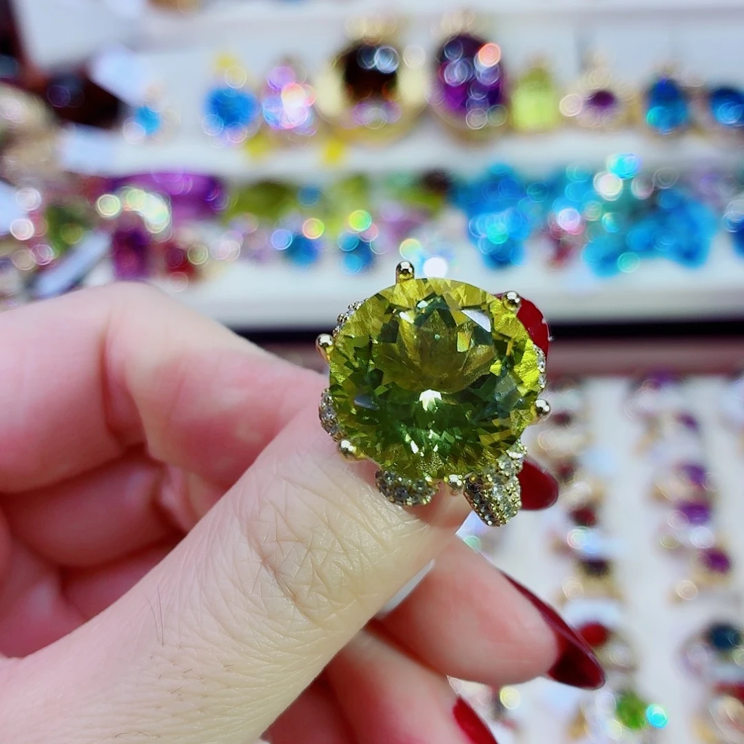 水晶戒指银S925镶嵌