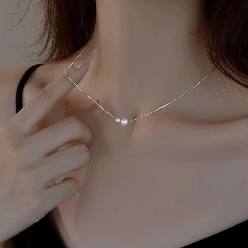 合金贝壳项链 日韩简约珍珠项链女款轻奢小众爆款锁骨链高级感