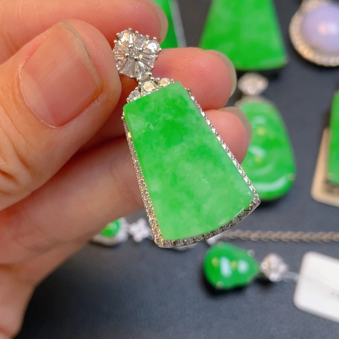 翡翠银S925镶嵌吊坠(不含链)