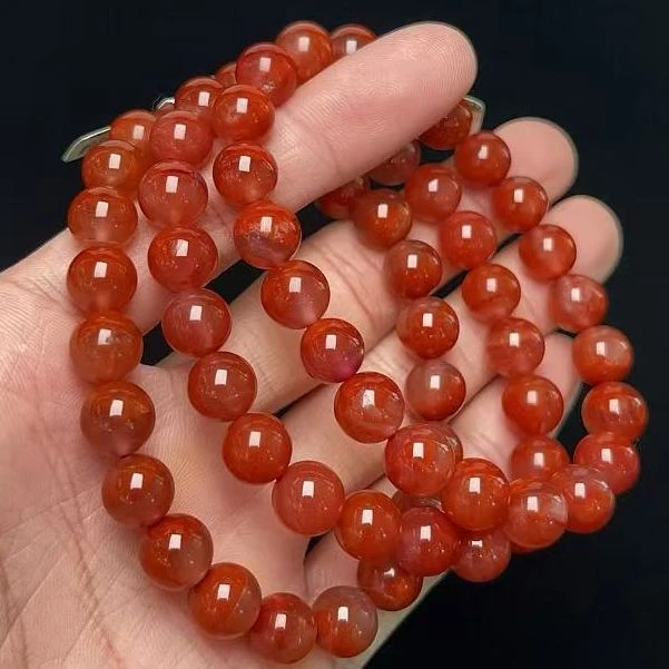 051C35凉山瓦西料南红玫瑰红单圈手串多样性发其一