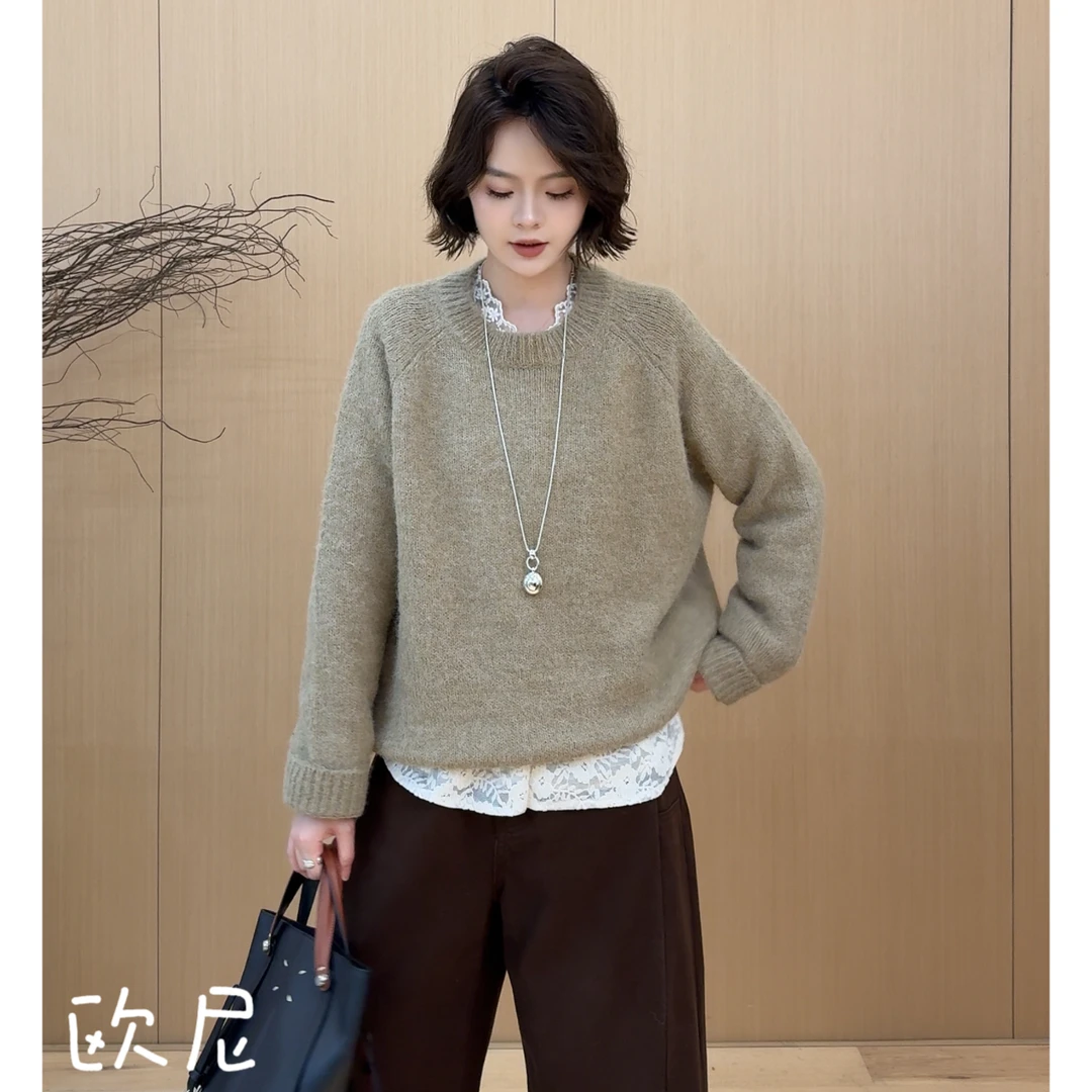 欧尼私服 2025秋款【暖物集】极简风显瘦百搭套头毛针织衫2509C5862
