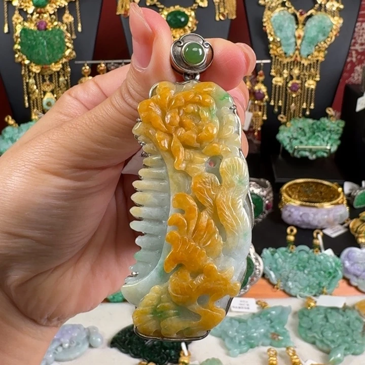 翡翠银S925镶嵌颈饰亏清
