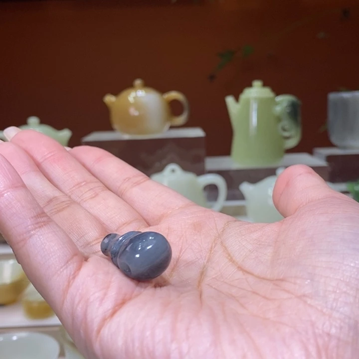 未镶嵌和田玉摆件人*茗青花三通
