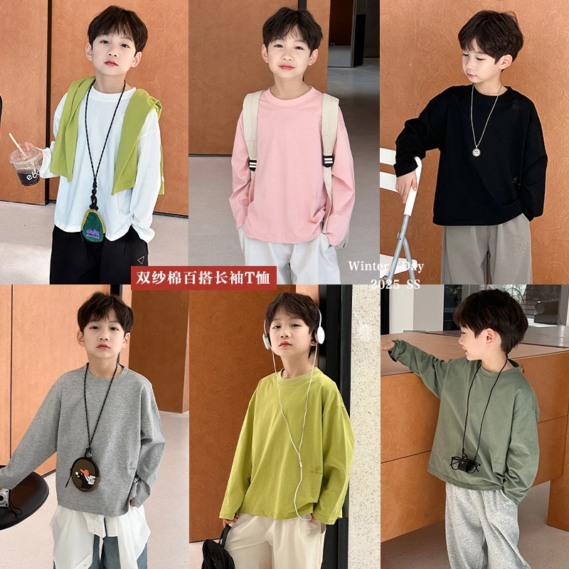 儿童长袖t恤男童打底衫春秋款2025春季新款中大童春装上衣潮t