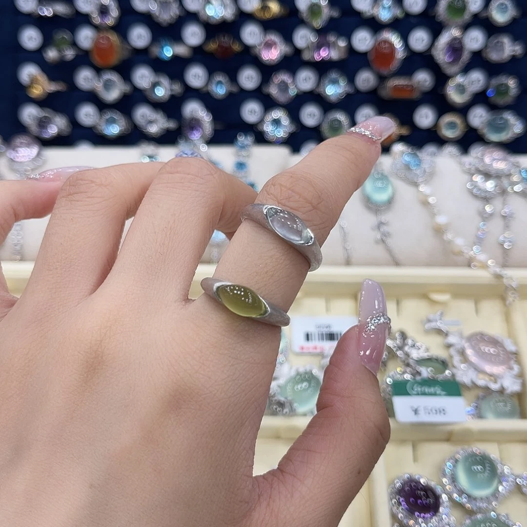 岫玉银S925镶嵌戒指我*宝