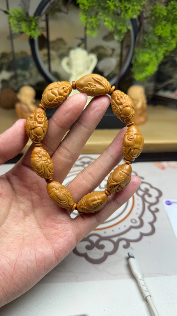 橄榄核雕工艺手串光背米勒 5119