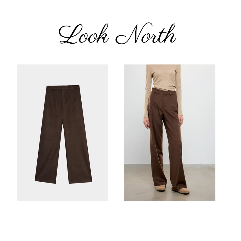 Look North【软纱】冬季降温保暖休闲桑蚕丝西装长裤时尚阔腿直筒裤