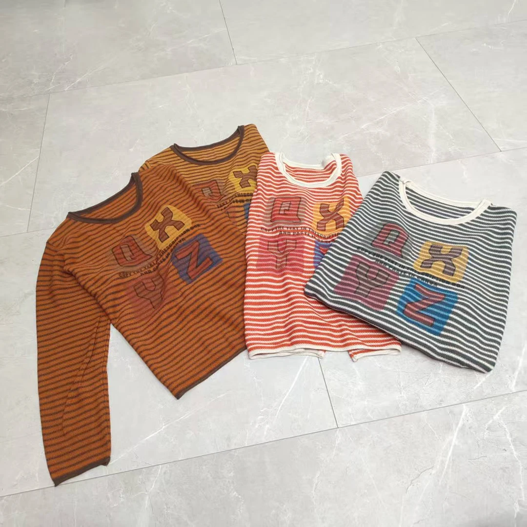 688326（飞儿同款）针织衫条纹休闲宽松针织毛衣