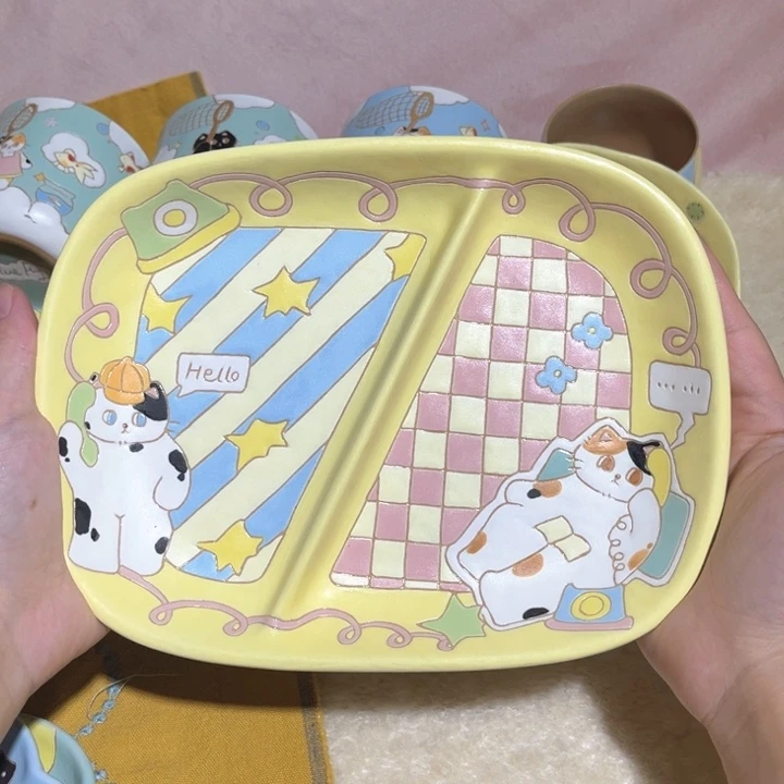 瓷片陶瓷题刻分餐盘
