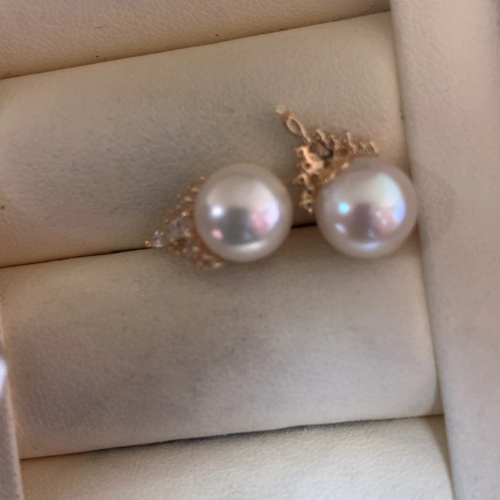 银S925镶嵌耳饰海水珍珠