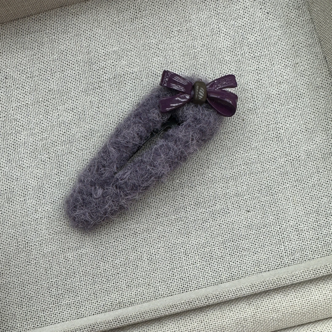 紫色蝴蝶结侧边发夹