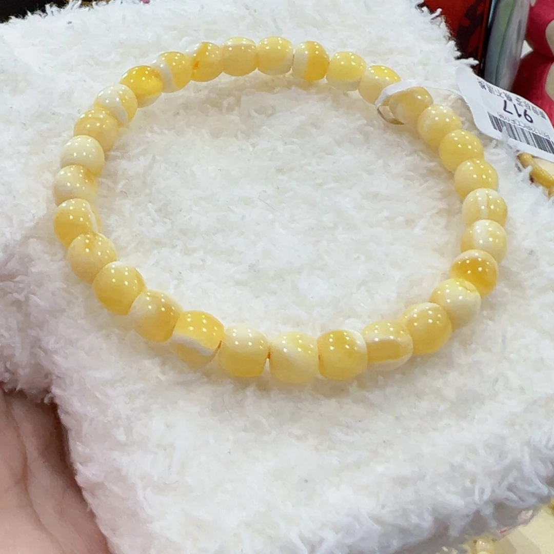 蜜蜡手链未镶嵌7m瓷白花直切全品