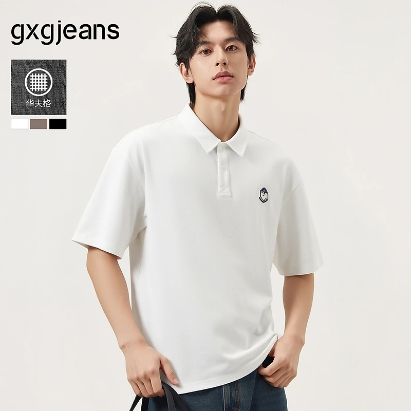 gxg jeans男装 肌理感多色刺绣宽松短袖翻领polo衫 25夏新品