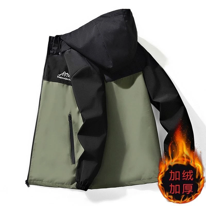 防风男冬季男士加绒加厚连帽冲锋夹克户外青少年保暖棉服外套