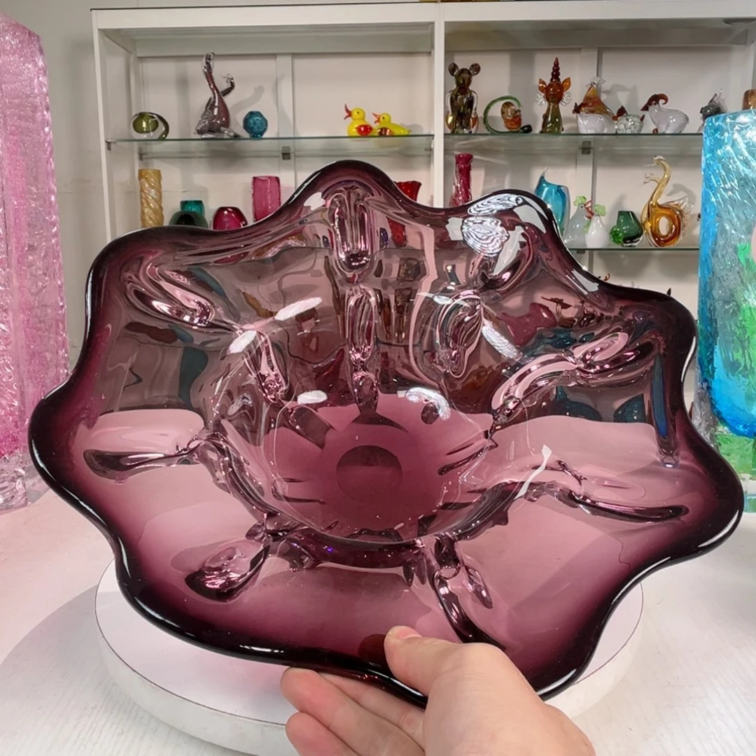 36 长轻奢琉璃花器福利正常手工痕迹