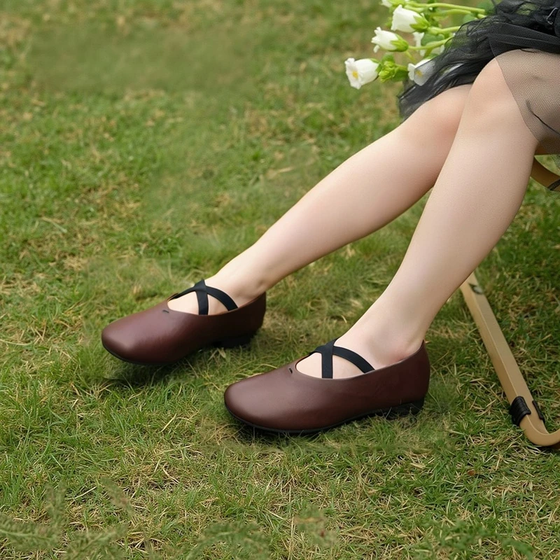 孙火火/水洗马皮小众高级感平底芭蕾舞鞋女2025新款春夏浅口单鞋