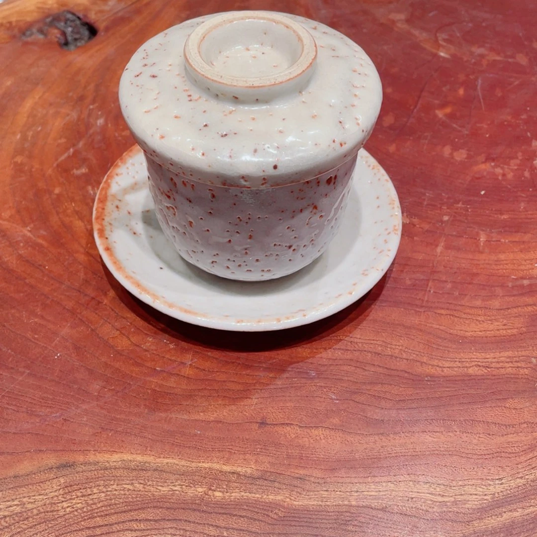 瓷片水野守山志野三才盖杯全新