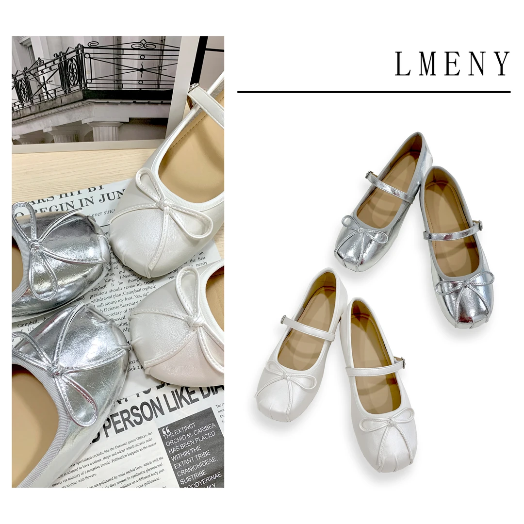 LMENY芭蕾风～法式复古蝴蝶结一字扣软底玛丽珍女鞋25BP011