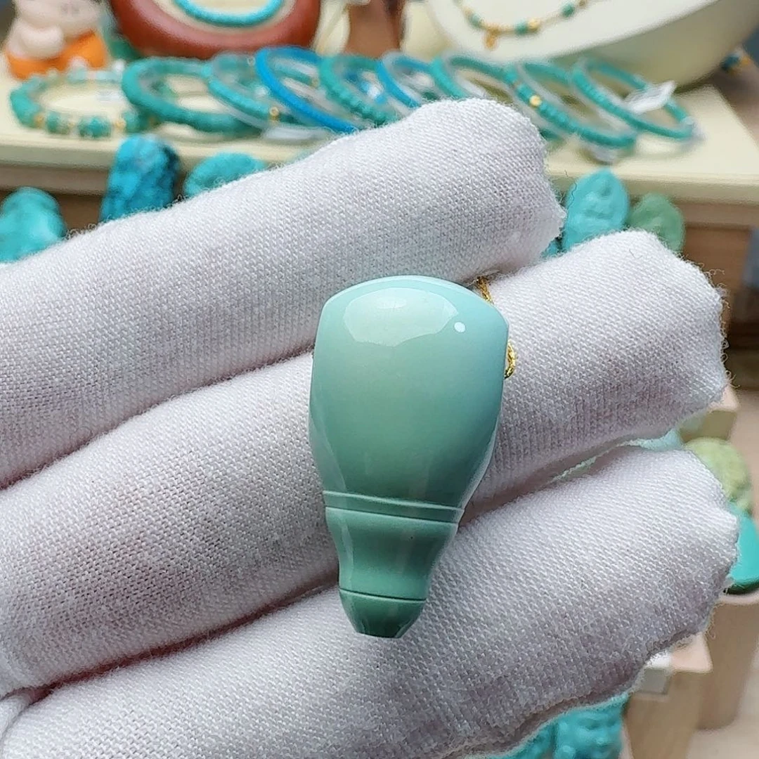 绿松石未镶嵌高瓷绿特色三通14.3