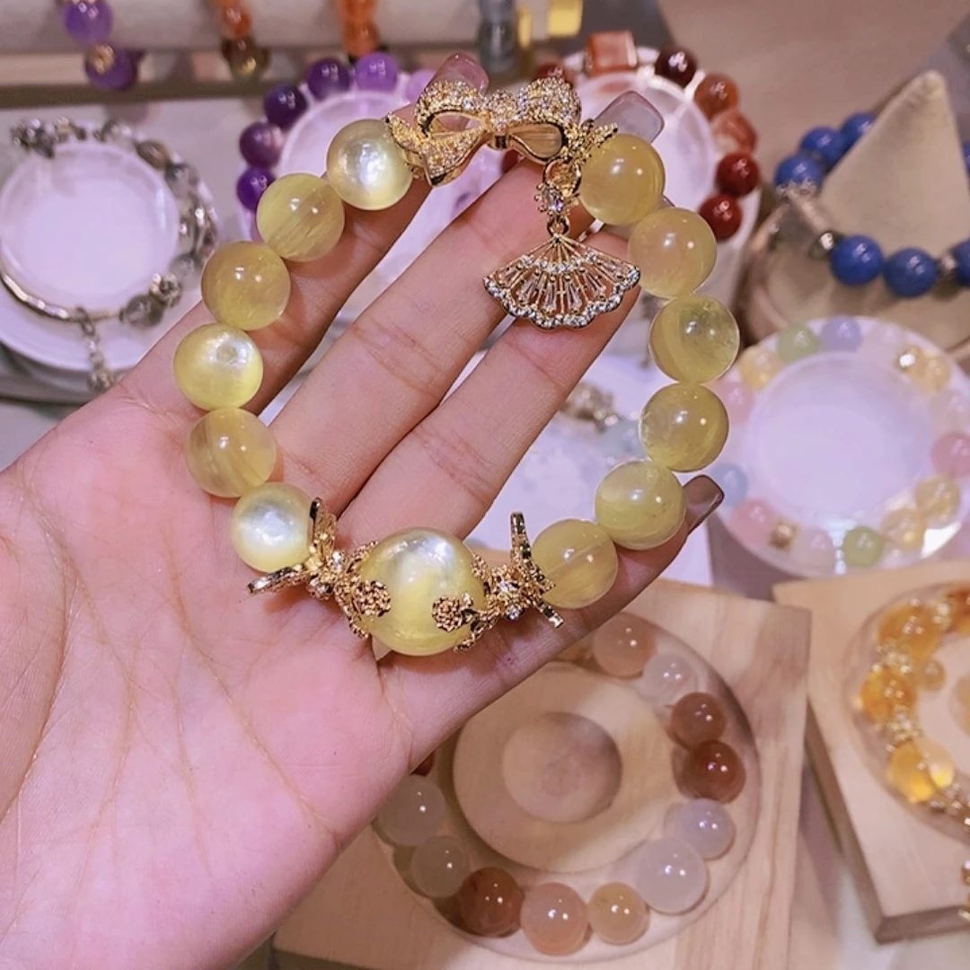 水晶手链未镶嵌拍*猫12m金锂云母