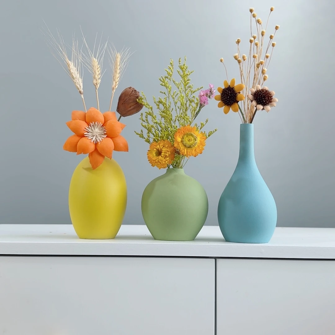 摆件陶瓷花瓶摆件含花总高约20-30cm