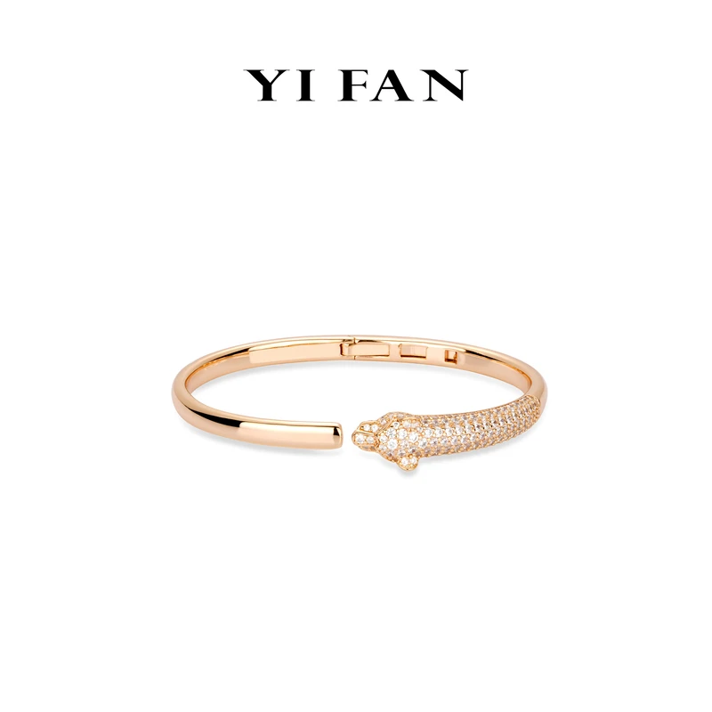 925银合成锆石手镯 4671-香槟金满钻豹子百搭