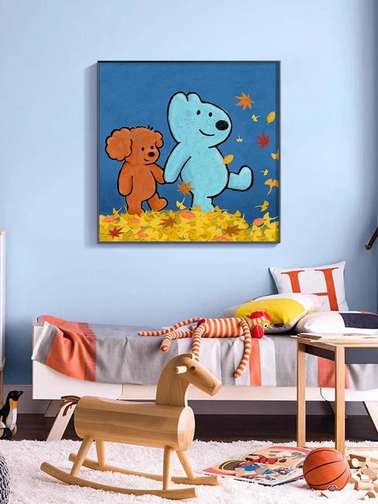 可爱温馨儿童房装饰画现代简约卡通装饰画客厅小清新卧室床头壁画