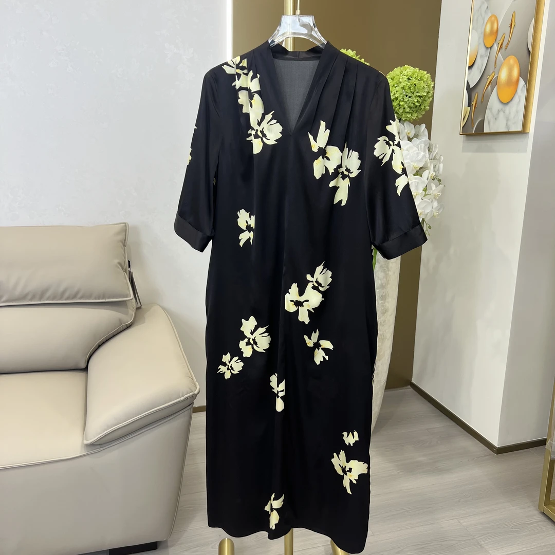 【宸慕】显瘦气质时尚优雅高端桑蚕丝连衣裙25567