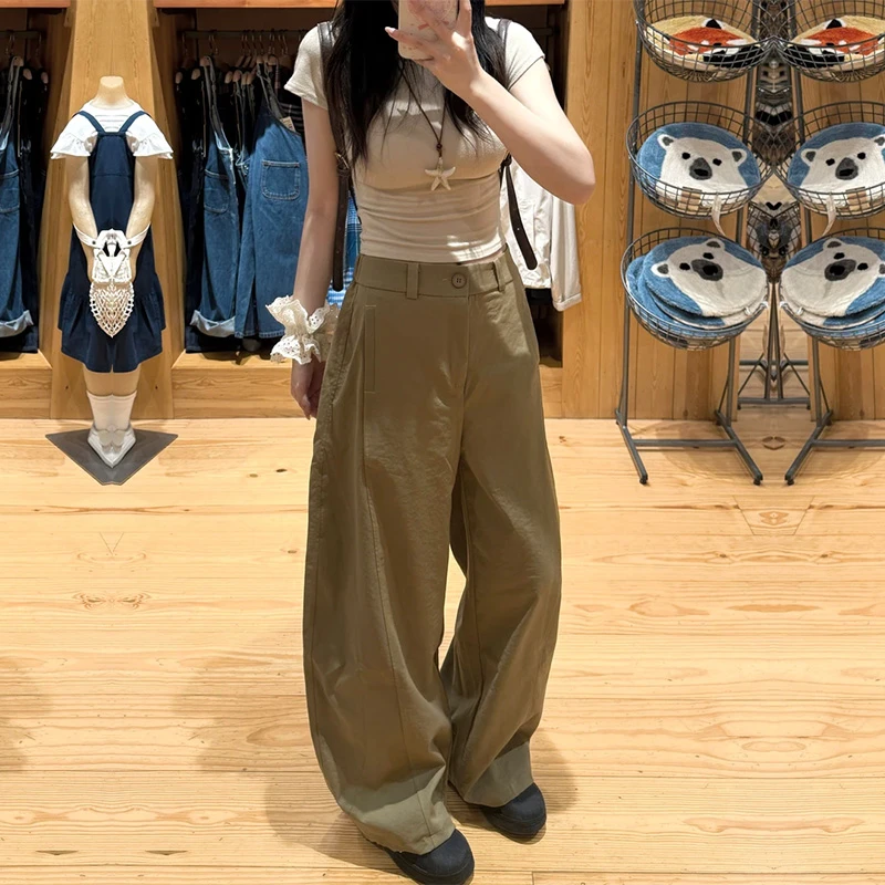 早秋弯刀阔腿裤女2025新款高腰显瘦小个子休闲裤百搭垂感香蕉长裤