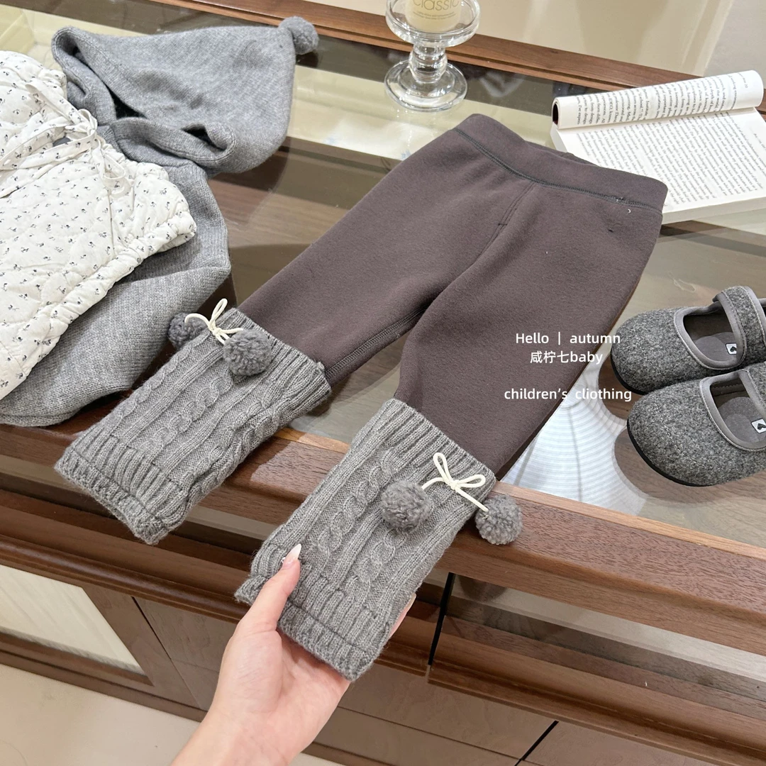 【咸柠七】女童加绒打底裤百搭2025新款冬装小童一体绒长裤女宝外穿
