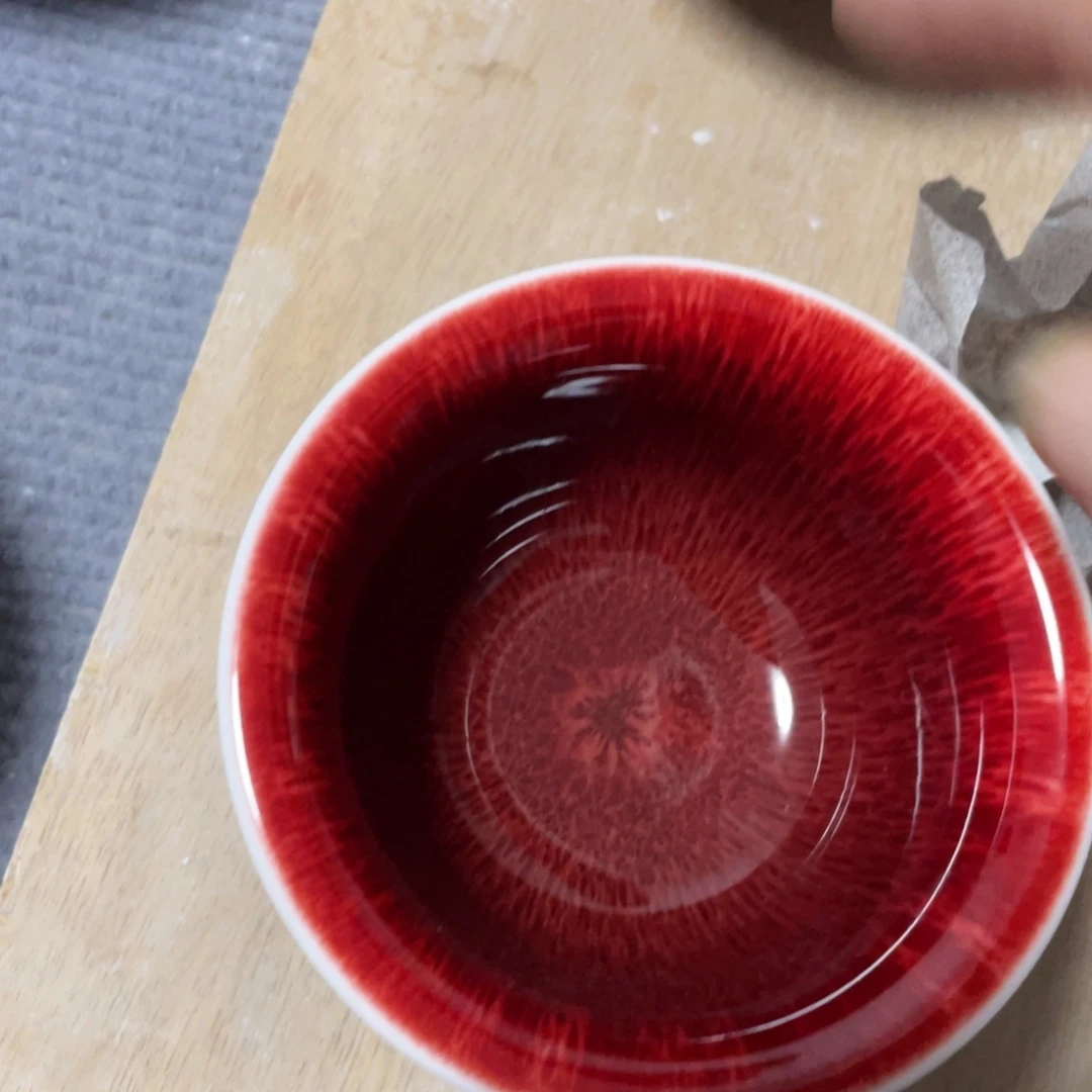 景德镇原矿郎红压手杯