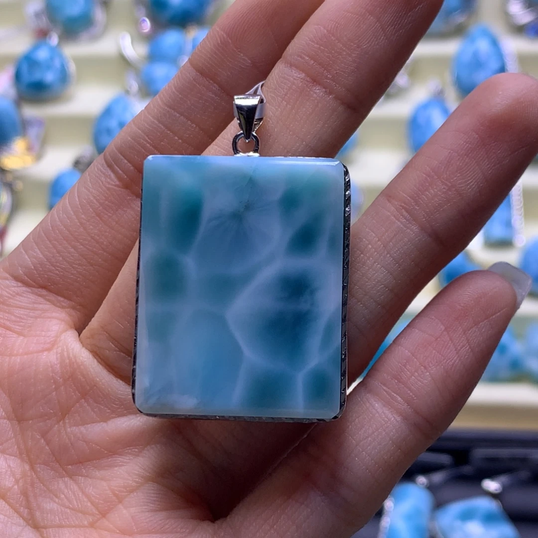 针钠钙石（海纹石）未镶嵌颈饰无事牌吊坠色差略异