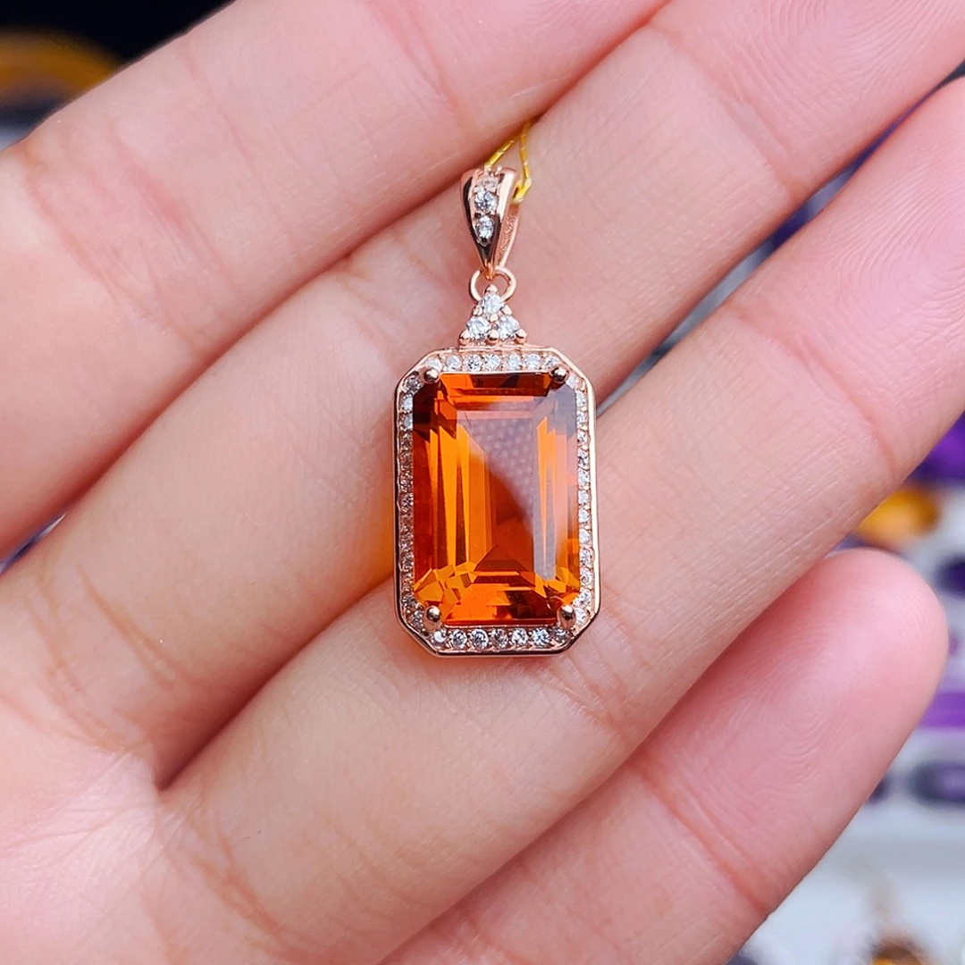 颈饰银S925镶嵌黄晶天然保真