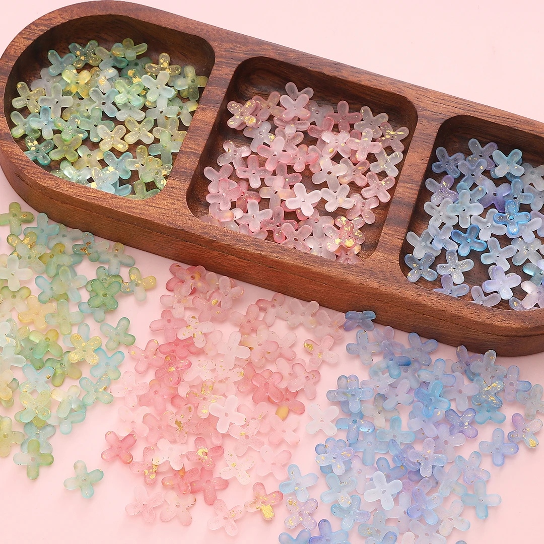 亚克力点金珠四瓣花散珠 DIY自制串珠手链项链发簪耳饰配件材料